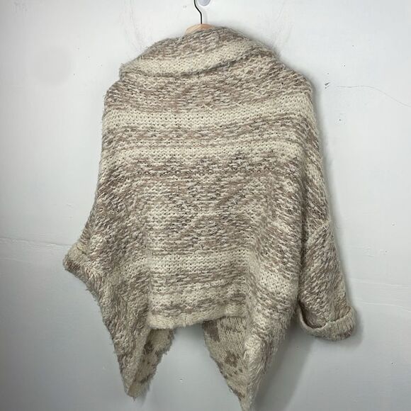 Sleeping On Snow Sweater Womens Beige Cardigan Open Asymmetrical Flowy XS - Picture 7 of 14